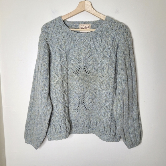 Woolrich Handknit Aran Cable Knit Sweater Wool Silk Classic Fisherman NEW - Picture 2 of 9